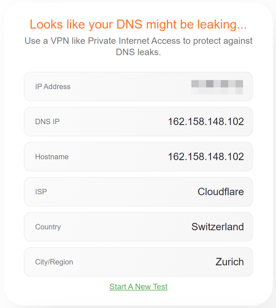 Тест на утечку DNS Leak